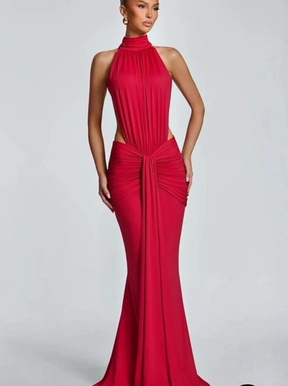 Babyboo Fashion Red Halter Maxi Dress Like New